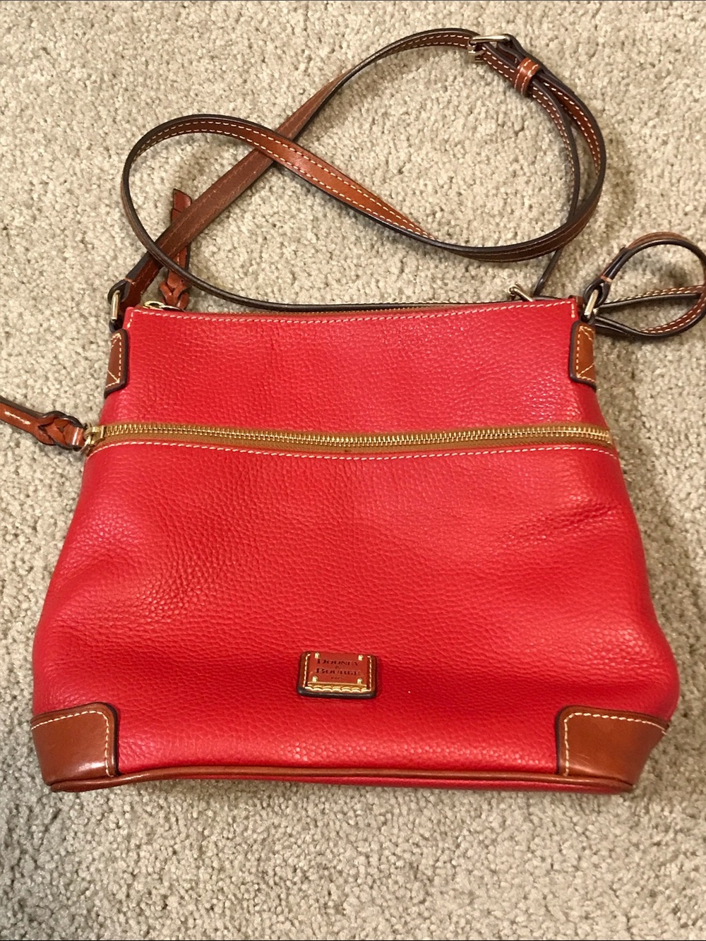 Preowned EUC Dooney & Bourke red pebble leather handbag crossbody